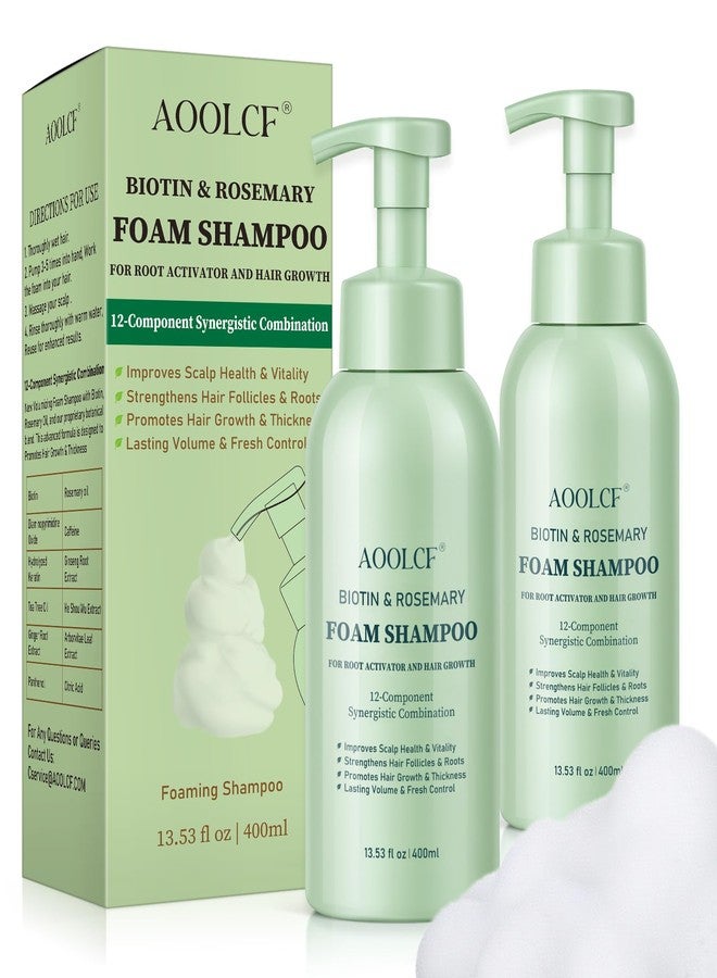 AOOLCF Biotin & Rosemary Shampoo for Hair Growth, Hair Loss Shampoo for Men and Women, 12-Component Synergistic Blend for Visibly Thicker Hair - 13.53 fl oz (Pack of 2) - Image 1